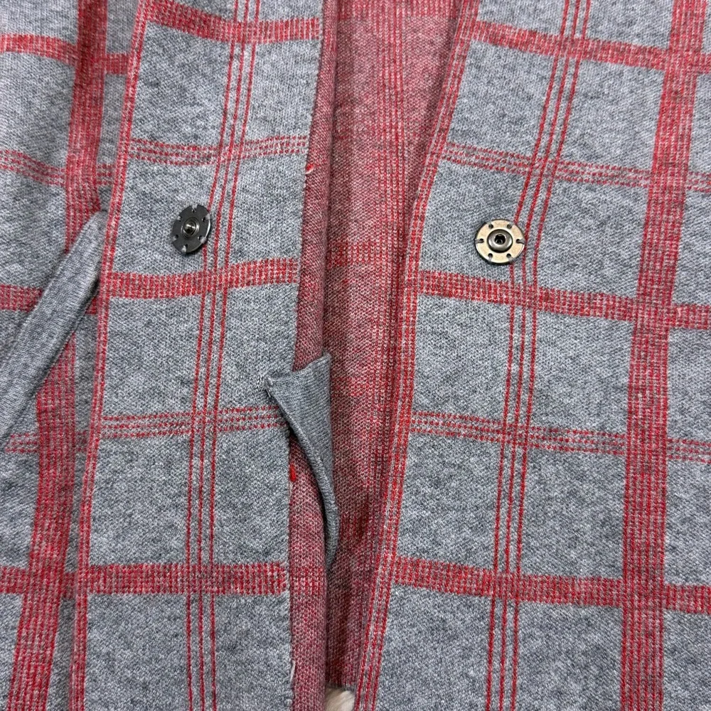 Anthropologie Moth Gray Red Plaid Collared Sweater Jacket - Picture 5 of 16
